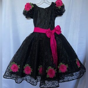 Elegant Black and Pink Kids Costume Dress